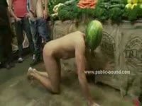 Group of guys overpower young man then force him to suck dick while bound in this bdsm video